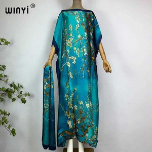 Abbigliamento etnico Winyi Beach Africa Kaftan estivo con cintura da donna Boho Stampa Caftan Elegante vacanza estiva Maxi Seate Abito da festa D240419