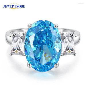 Pierścienie klastra JewePisode 925 Sterling Silver 5ct Crushed Cut Aquamaryna cytrynowy Diamentowy pierścionek zaręczynowy Diamond Bejdia zaręczynowe dla kobiet