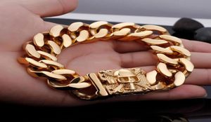 Xmas -gåvor värdade 316L rostfritt stål herrkedja armband smycken 158g enormt tung kubansk trottoarkant länkskull skelett armband 23mm 911594396