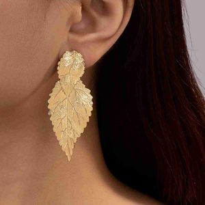 Other New Trendy Irregular Leaves Layering Dangle Earrings for Women Fashion Exaggerated Punk Metal Tassel Earrings Jewelry 240419