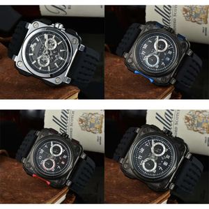 ساعة معصم BR Model Sport Rubber Watchband Automatic Automatic Bell Multifunction Watch Business Stainless Steel Man Ross Wristwatch