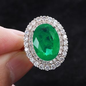 Jewelry vintage ring emulates emerald Paraiba color lady's temperament ring