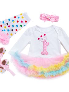 Long Baby Sleeved Fart Wrapped Skirt for Girls, Mesh Colored One Year Old Princess Skirt, Walking Shoes and Socks Set ,