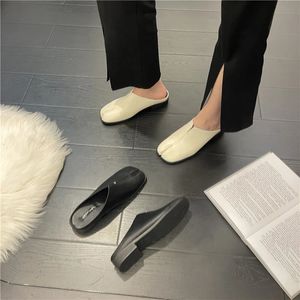 Mode tabi ninja lägenheter läder split tå platt skor kvinna mysiga loafers kvinnliga avslappnade låga klackar damer muller skor 240412