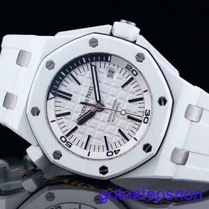 Functional AP Wrist Watch Royal Oak Offshore 15707 Rare White Ceramic Material Automatic Mechanical Mens 42mm Caliber Watch