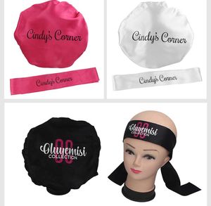 Customized logo brand name Hair Care Bonnet Nightcap Frontal Head Wrap Edge headband Scraf Virgin satin silk bags vendors5882688