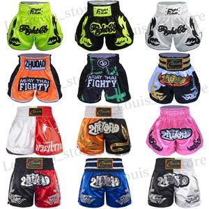 Męskie szorty Muay Thai Shorts Mężczyźni haft sportowy walka kickboxing krótkie spodnie kobiety dzieci niestandardowe mma bokeo pnie czarne t240419