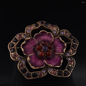 Brooches Personality Everything With A Niche Temperament Purple Enamel Flower Brooch