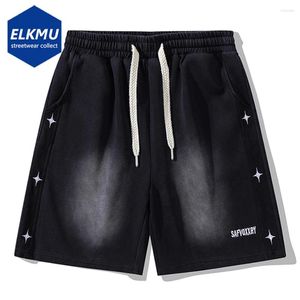 Shorts masculinos bordados soltos bordados pretos pernas largas de perna esportiva casual sweets 2024 verão