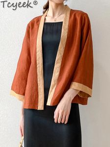Women's Jackets Mulberry Silk Top Women Summer Cardigan Sunscreen Clothing Vv-neck Vinatge Shawl Coat Womens Tops 2024 Chinese Style