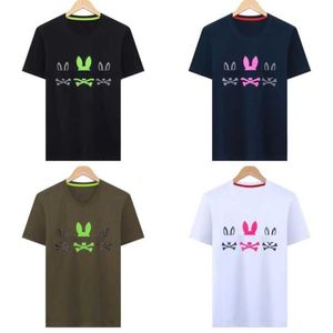 心理バニーシャツサマーメンズTシャツラビットプリント半袖カップルティーコットンビジネスTシャツPSYCO TEES 3XL JYI8