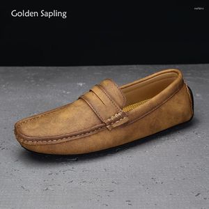 Casual Shoes Golden Bledering Business Slaafers Männer Mode Leder Wohnungen Klassiker Herren Fahren Flat Leisure Office Loafer