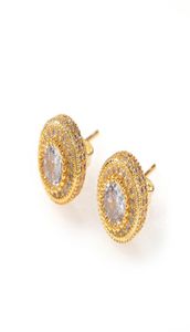 925 Sterling Needle Stud Earrings Hip Hop Men Women White Zircon Roce Earrings 18k Gold Plated Jewelry9827073
