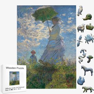 3D Puzzles Woman z parasol 3D drewniana łamigłówka DIY rzemieślnicze bloki konstrukcyjne dla rodzinnej zabawki intelektualnej zabawki Inteligence Cube 240419