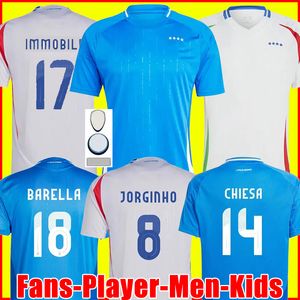 2024 Italia Chiesa piłka nożna Włochy 24 25 fanów Wersja gracz Belotti Verratti Barella Pellegrini insigne Immobile Zaniolo Jorginho Men Kit Kit piłkarski