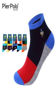Ny ankomst Pier Polo Summer Socks Brand Cotton Casual Ankle Breattable Brodery Men 5PairSlot H091155306383028055
