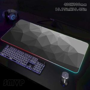 Muskuddar handled vilar stora RGB Mouse Pad XXL Gaming Mousepad LED Mouse Mat Minimalist Gamer Mousepads Table Pads Tangentbord Mattor Desk