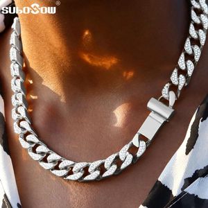 Łańcuchy lodowe łańcuch magnetyczny zapięcie kubańskie naszyjnik dla mężczyzn kobiety 12 mm grube różowe złoto srebrne metalowa biżuteria choker