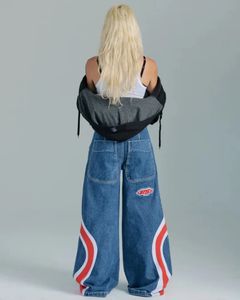 Jnco workowane dżinsy kobiety amerykańskie dżinsy w stylu vintage high talia harajuku streetwear trend dżinsowe modele hip -hop szerokie nogi kobiety 240409