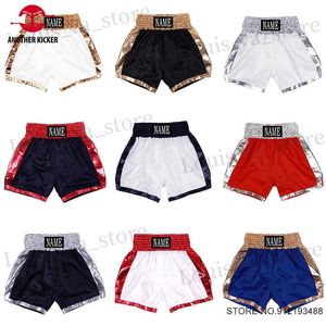 Shorts masculinos boxe shorts personalizados Muay thai shorts homens homens crianças cetim lutando
