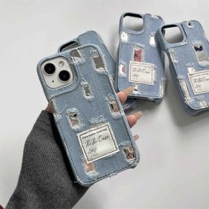 Obudowy telefonu komórkowego Zaramany jeansowy obudowa telefoniczna dla iPhone'a 13 12 14 Pro Max 11 Śliczna odporna na wstrząsy Capa dla iPhone 13 Pro Cover J240418