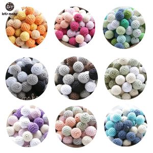 LetS Make 100Pcs Wood Crochet Beads 16mm Wooden Teether Biting DIY For Baby Rattle 240415