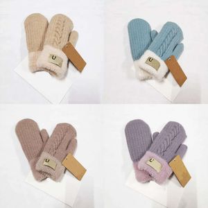 Lovely Mittens Glove Thickening Student Simplicity Plush Double Deck Classical Gloves Keep Warm Wrap Finger Woman Man Winter s
