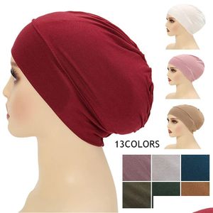 Beanie/Skull Caps Islamic Solid Color Sport Modal Hijab Undercap Abaya Hijabs für Frau Muslim Abayas Jersey Turbans Turban Instant He Dhkuq