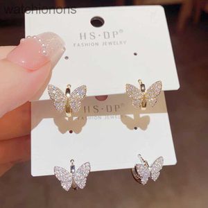 Kvinnors toppklass Vankelfe Original Designer Earrings Fashion Style High Grade Micro Inlaid Butterfly Ear Button Simple Smycken med logotyp