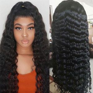 Perucas de cabelo humano de renda cheia com cabelos para bebês pré -arrancados a linha da linha do cabelo profunda de onda profunda Wig Frento Bleached Krons3943153