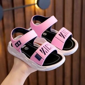 EWMP Sandals Children Sandals Students Non-slip Shoes Simple Generous Boys Girls Sandals Wear and Off Easy Soft Bottom Kids Casual Footwear 240419