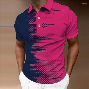 Herren Polos Polo Shirt Polka Punktmuster -Klappenkragen 3D Printed Outdoor Street Kurzarmknopf Kleidung lässig