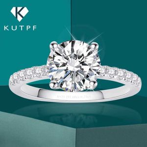 Pierścionki ślubne 3ct okrągłe genialne cięcie pierścionka zaręczynowe moissanite z certyfikatem D kolorowy Diamond Obietnic 925 Srebrne dla kobiet 240419