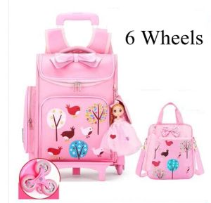 Bags Wheeled Backpack for School Kid's Rolling School Bags for Girls School Trolley Backpack Girl's School Bag Mochila for Children