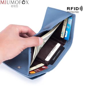Wallets Womens Wallets and Purses Genuine Leather Fashion Small Wallet with Mini Coin Pocket Rfid Blocking Purse Designer Portfel Damski