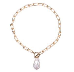 Pearl Pendant Necklace Punk Big Bead Long Golden Chain Halsband Barock Stil för kvinnor Bröllopsgåva62192837085924
