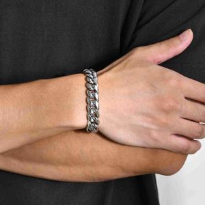 Chain Mens 6/8/10/12mm Cuban Chain Bracelet Waterproof Stainless Steel Curb Link Chain Wristband Jewelry18/20/22cm Length d240419