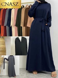 Ethnic Clothing Muslim Dresses With Pockets Islamic Casual Simple Long Dresses Moroccan Caftan Woman Dubai Kaftan Ramadan Black Islamic Abayas d240419