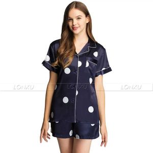 K62K Women's Sleep Lounge Женщины атласная пижама набор пижамных сборов с коротким рукавом S ~ 3xl Plus D240419