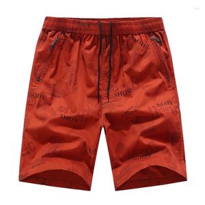 Herr shorts orange män sommar casual streetwear bomull elastisk midja plus storlek 6xl för stor och lång man