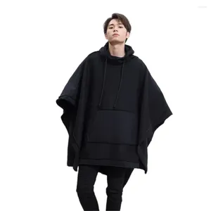 Men's Trench Coats M-6xl Autumn Winter Men Loose Bat Cloak Cape Dark Medium Long Fashion Thick Hooded Jacket Hiphop Outerwear Overcoat