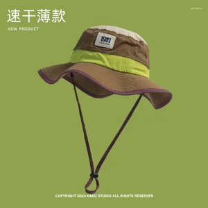 Berets Japanese Men And Women Retro Color Matching Bucket Hat Outdoor Quick-drying Breathable Sunshade Sunscreen Mountaineering Cap