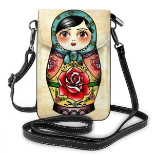 Väskor Matryoshka axelväska matryoshka läderväska tryck crossbody kvinnor väskor trendiga multifunktion kvinnors handväska