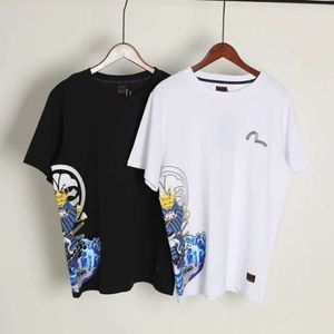 New Trendy Brand EV Fushen Men's Side Warrior Pattern Printed Small M Embroidery Fashionable Round Neck Short Sleeved T-Shirt 356778