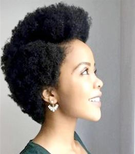 Kısa Afro Kinky Kıvırcık İnsan Saç Perukları Moğol Bob Pixie Kesme Tam Makine WIG255G39514996534732