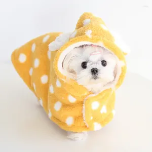 Hundkläder söt vinter varm fleece pälskläder husdjur klocka quilt filt valp sovmattor täcker huva kappa