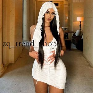 Cutenova White Hooded Swinging Collar Sleeveless Tassel Design Cascading Elegant Women Urban Style Chemise Frock Dress 5 56