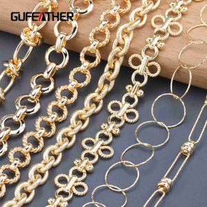 ペンダントネックレスGufeather C170Diy ChainPass Reachnickel Free18K Gold PlatedCopper MetalCharmsdiy Bracey NecklaceJewelry Making1m/lot 240419