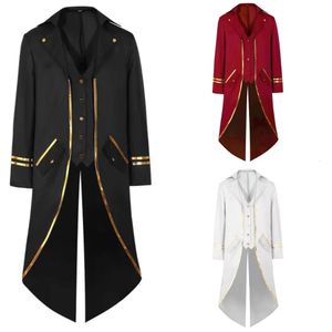 新しい2024年ヨーロッパとアメリカの男性女性コート中世のテールコートハロウィーンコスプレカーニバル服