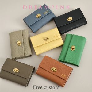 THIETS Guida cuoio in pelle Donne Donne Lettere personalizzate Casa di biglietti da visita di lusso 2023 Personalizza Nome HASP Lady Mini Borse Wallet